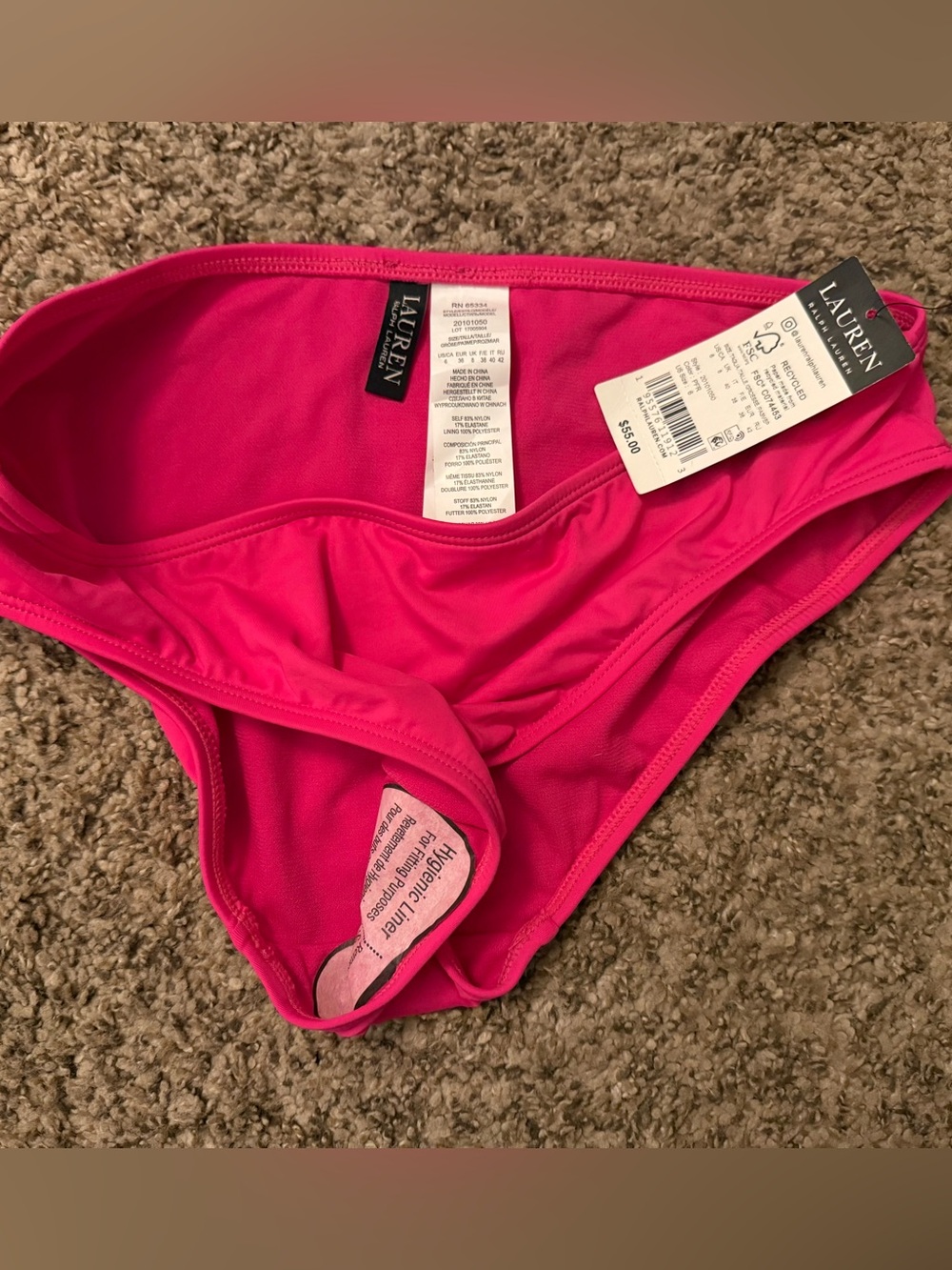 Lauren Ralph Lauren Mid-Rise Bright Pink Bikini Bottom - Picture 5 of 5